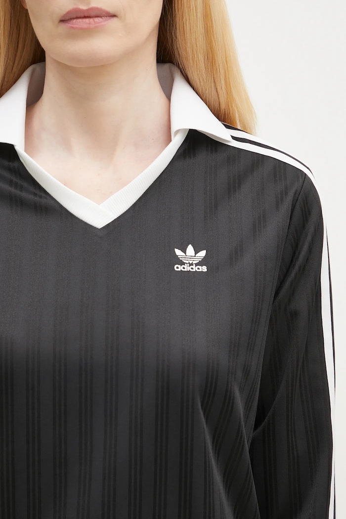 Majica dugih rukava adidas Originals V-Neck Longsleeve Tee crna JD2603