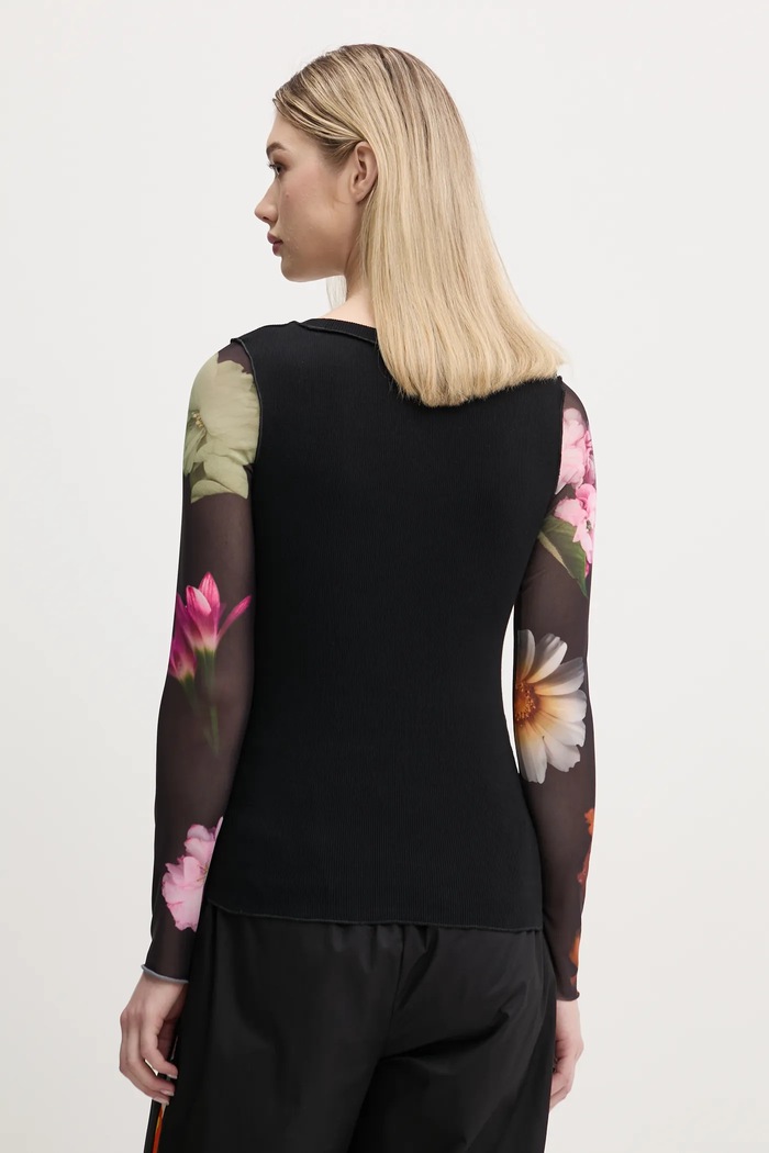 Odzież Desigual longsleeve FLINT 25SWTK93 czarny