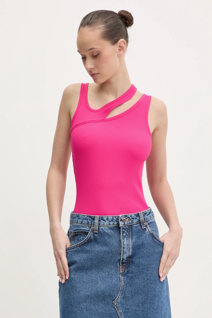 HUGO top z elastanem różowy 50537044