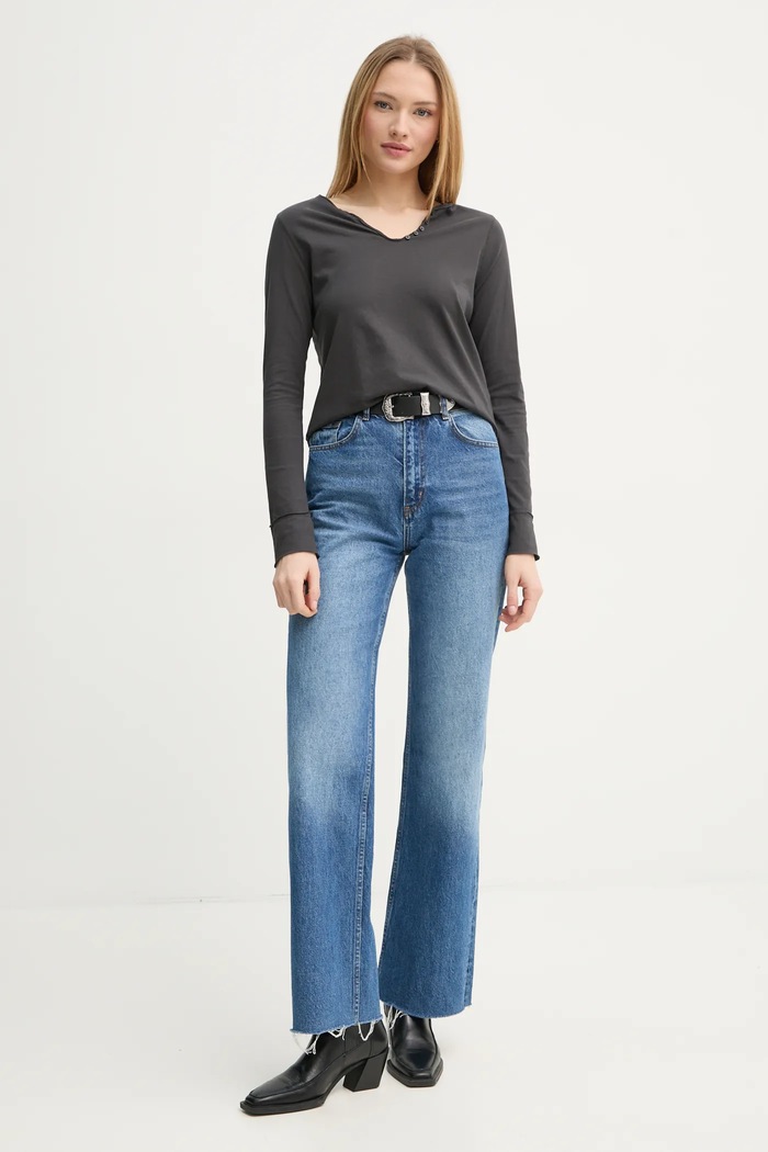ZADIG&VOLTAIRE longsleeve bawełniany JWTN02600.21 szary SS25