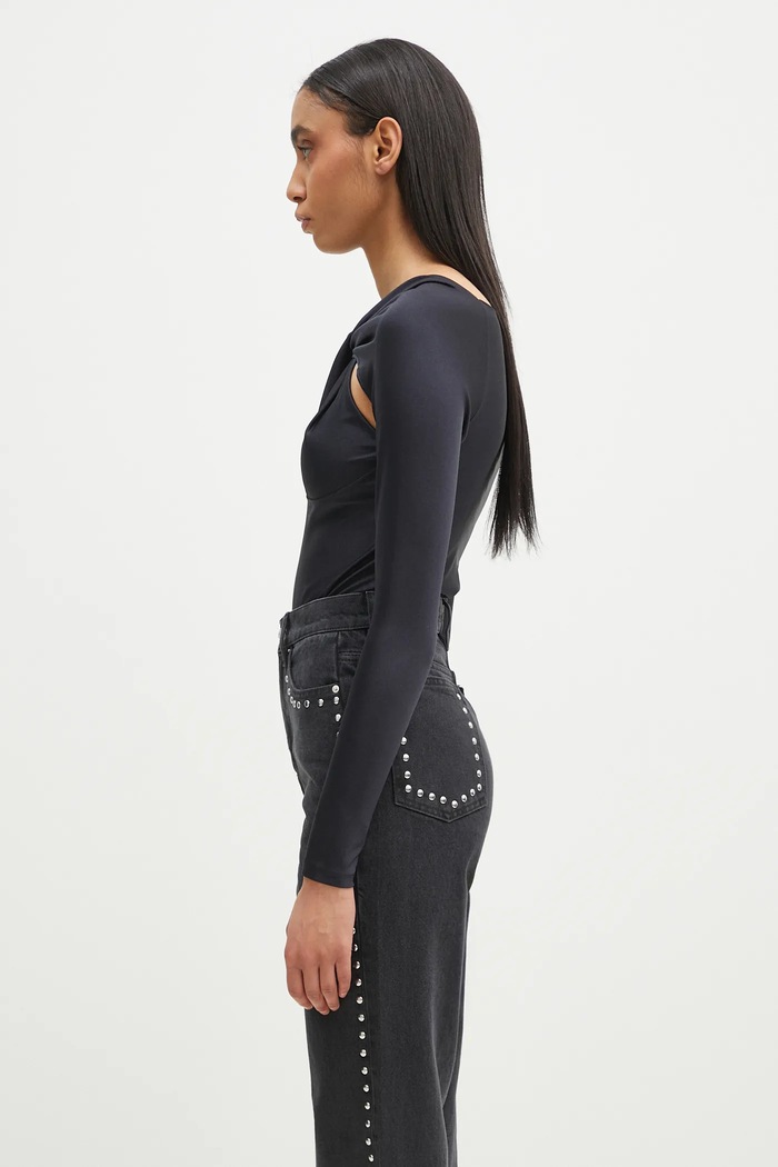 Body Coperni Twisted Cut-Out Jersey Bodysuit COPJS19545C černá SS25