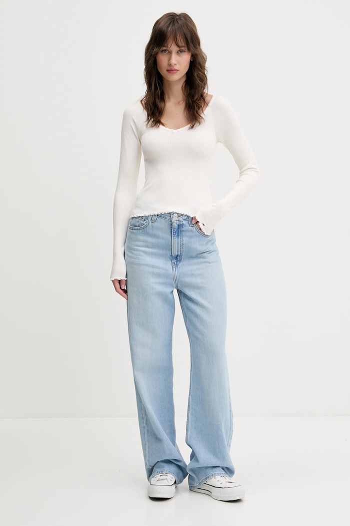 Блуза с дълги ръкави Tommy Jeans DW0DW20236 бежов SS25