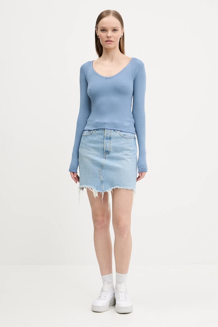 Tommy Jeans longsleeve DW0DW20236 albastru SS25