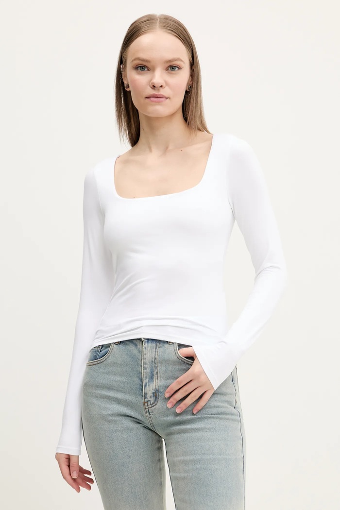 Tričko s dlouhým rukávem Hollister Co. slim bílá KI339.5077.100