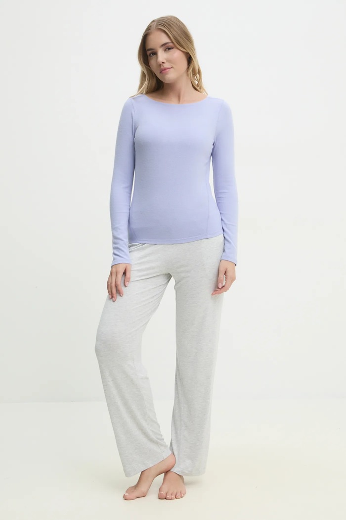 Tričko s dlhým rukávom Abercrombie & Fitch KI139.5196.625 fialová SS25