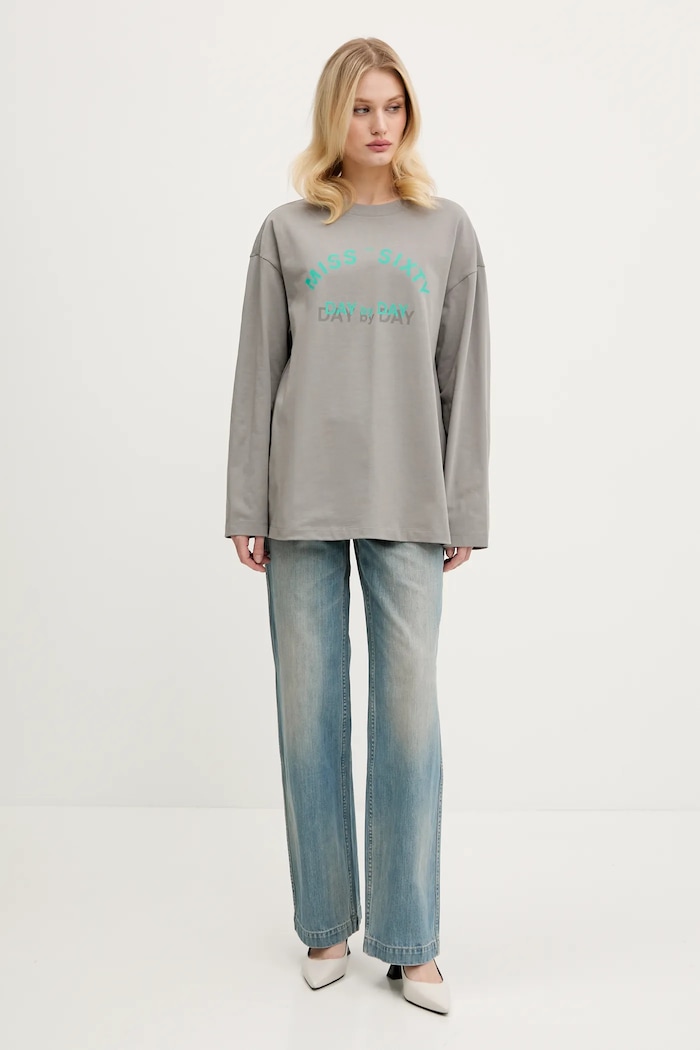 Miss Sixty longsleeve bawełniany 6S1SJ37800 szary SS25