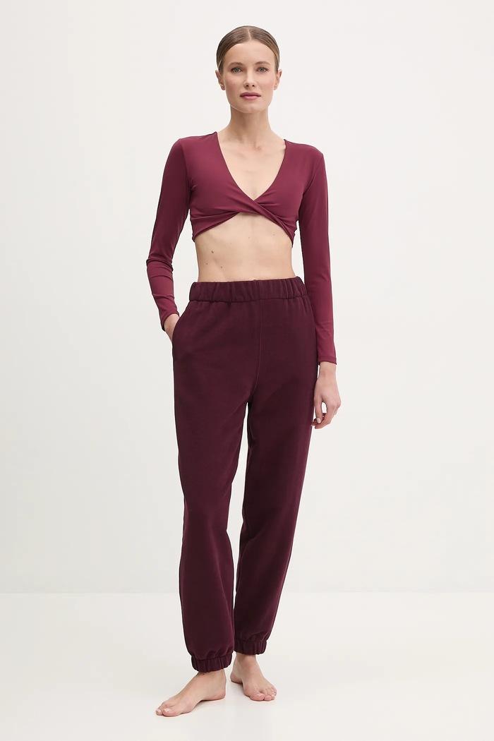 Μακρυμάνικο για γιόγκα JOYINME Luna Twist Top.Luna.Twist μπορντό SS25