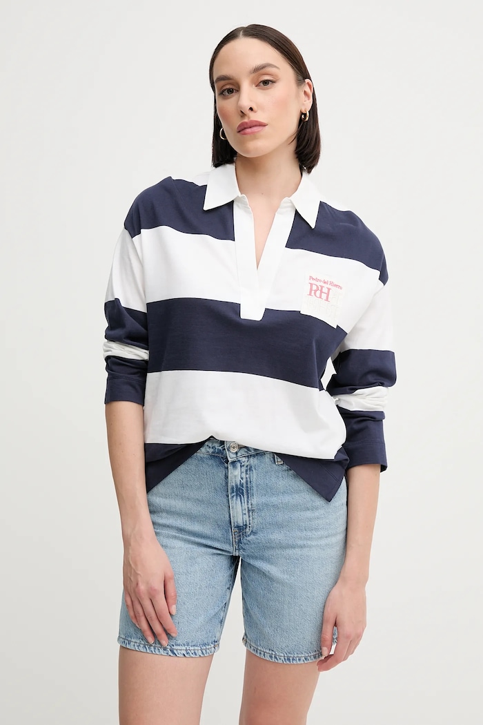 Pedro del Hierro Longsleeve bawełniany beżowy 4539610