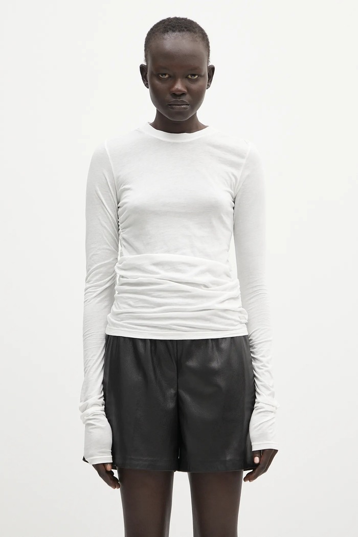 Our Legacy cotton longsleeve top Strain Slim Longsleeve plain white W2256SW