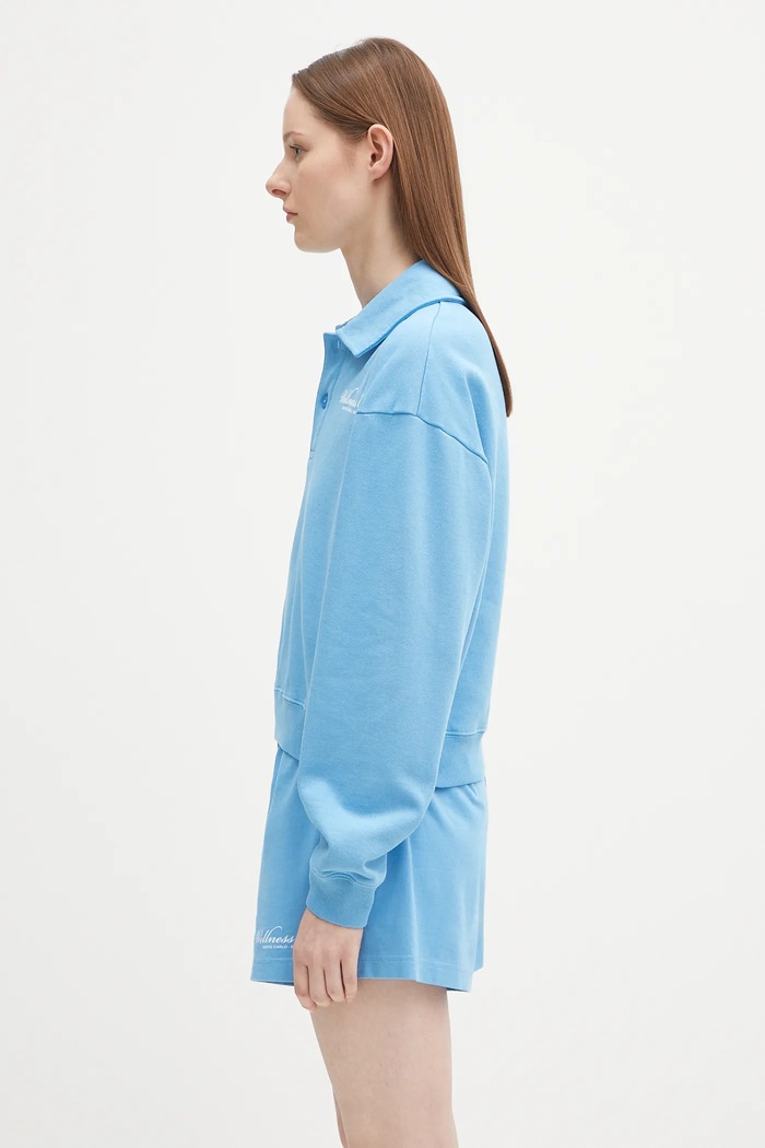 Sporty & Rich bluza bawełniana Wellness Club Mc Polo ST072620081BL24 niebieski SS25