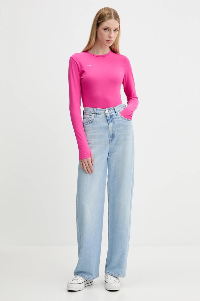 Pangaia camicia a maniche lunghe Cotton-Stretch Long-Sleeved Top 10002429 rosa AW25