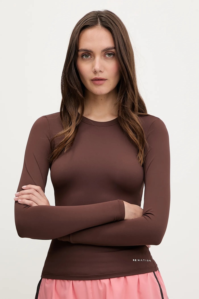 P.E Nation Mânecă lungă de antrenament Elemental maro 243L265.