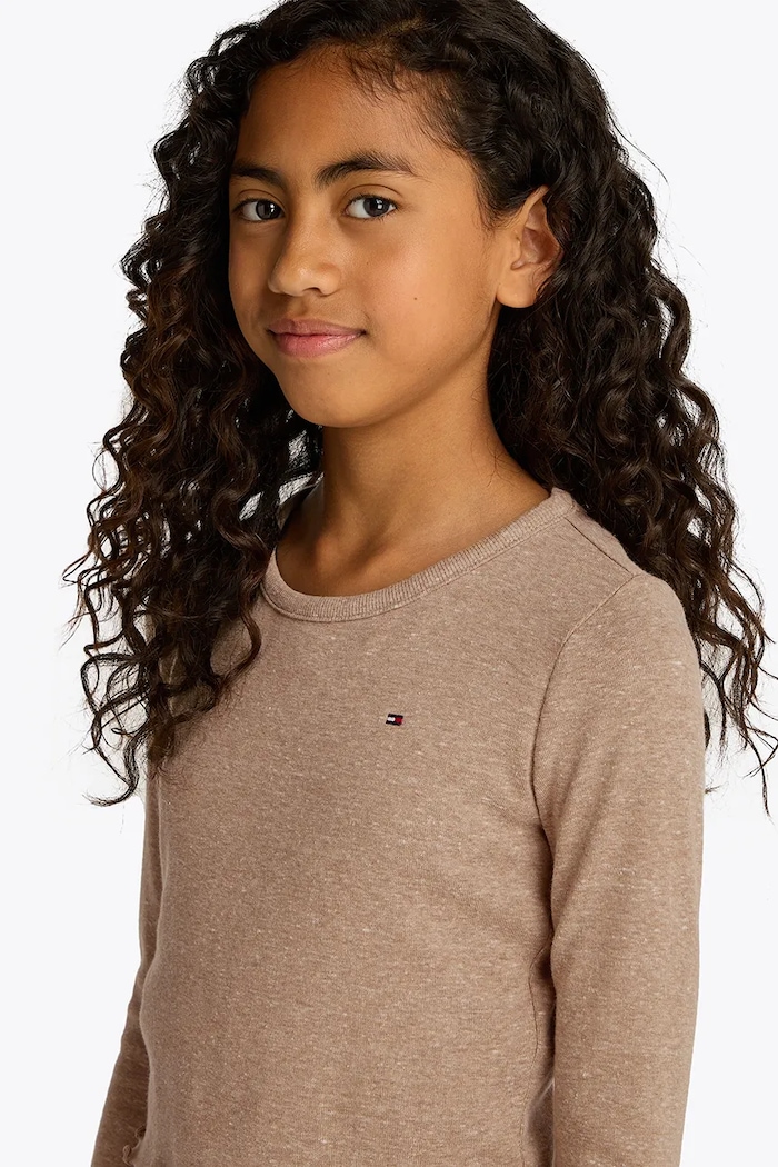Tommy Hilfiger longsleeve dziecięcy brązowy KG0KG08299.128.176.PPYA