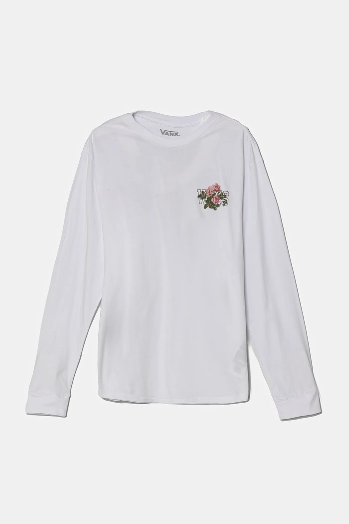Vans Longsleeve bawełniany dziecięcy The Carn biały VN000MEWWHT1