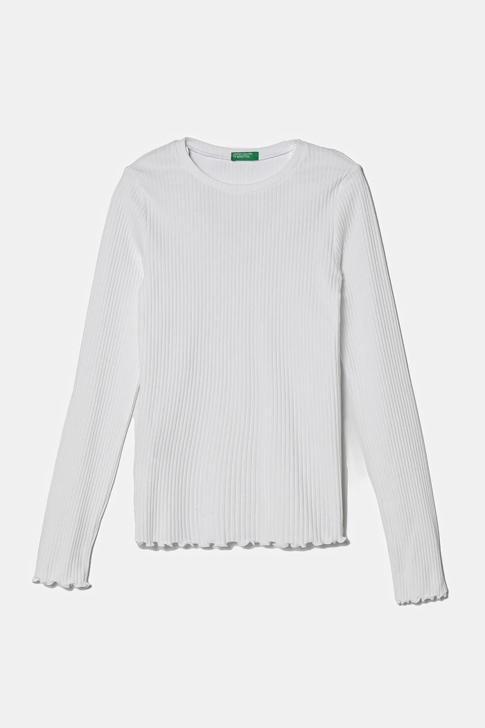 United Colors of Benetton longsleeve dziecięcy z elastanem biały 3F1AC10N1.G.Seasonal