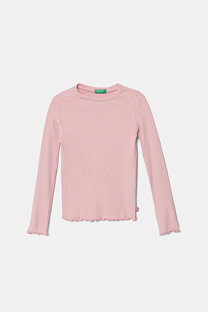 United Colors of Benetton longsleeve dziecięcy z elastanem różowy 3F1AC10N1.G.Seasonal