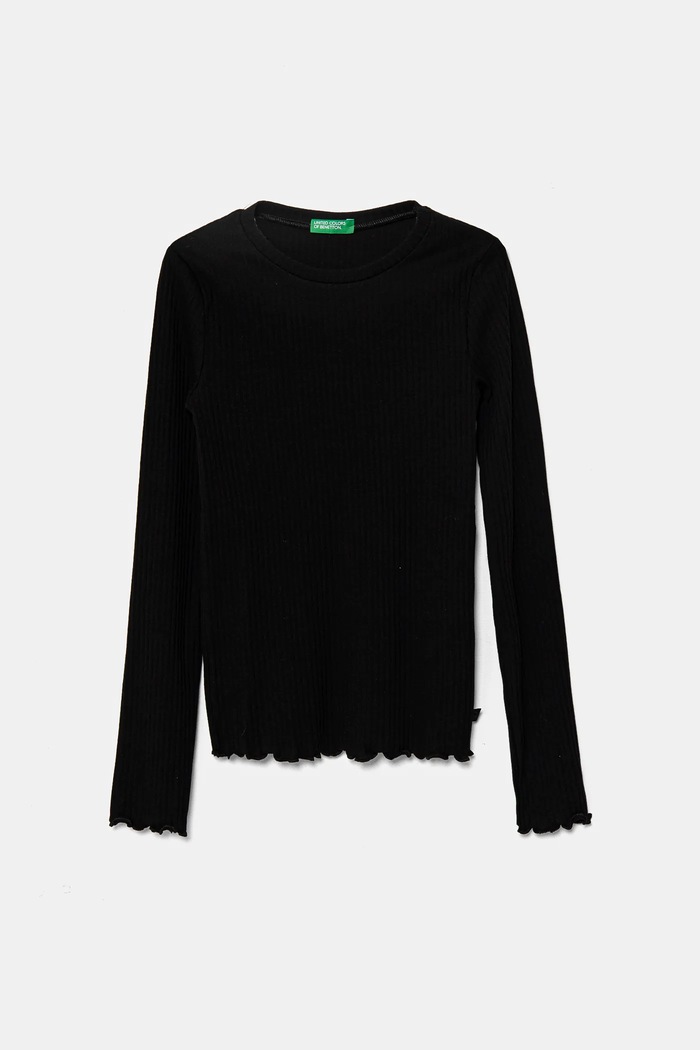 United Colors of Benetton longsleeve dziecięcy z elastanem czarny 3F1AC10N1.G.Seasonal