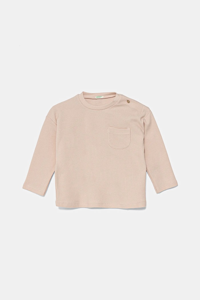 United Colors of Benetton longsleeve din bumbac pentru bebeluși uni roz 3X3MA105Y.G.W.Seasonal