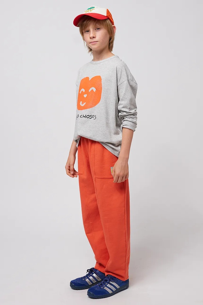 Bobo Choses longsleeve bawełniany dziecięcy Joyful Face 125AC136 szary