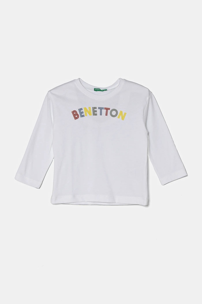 United Colors of Benetton longsleeve bawełniany dziecięcy nadruk biały 3I1XG10HS.P.Seasonal
