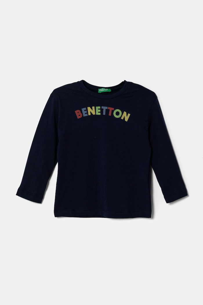 United Colors of Benetton longsleeve bawełniany dziecięcy nadruk granatowy 3I1XG10HS.P.Seasonal