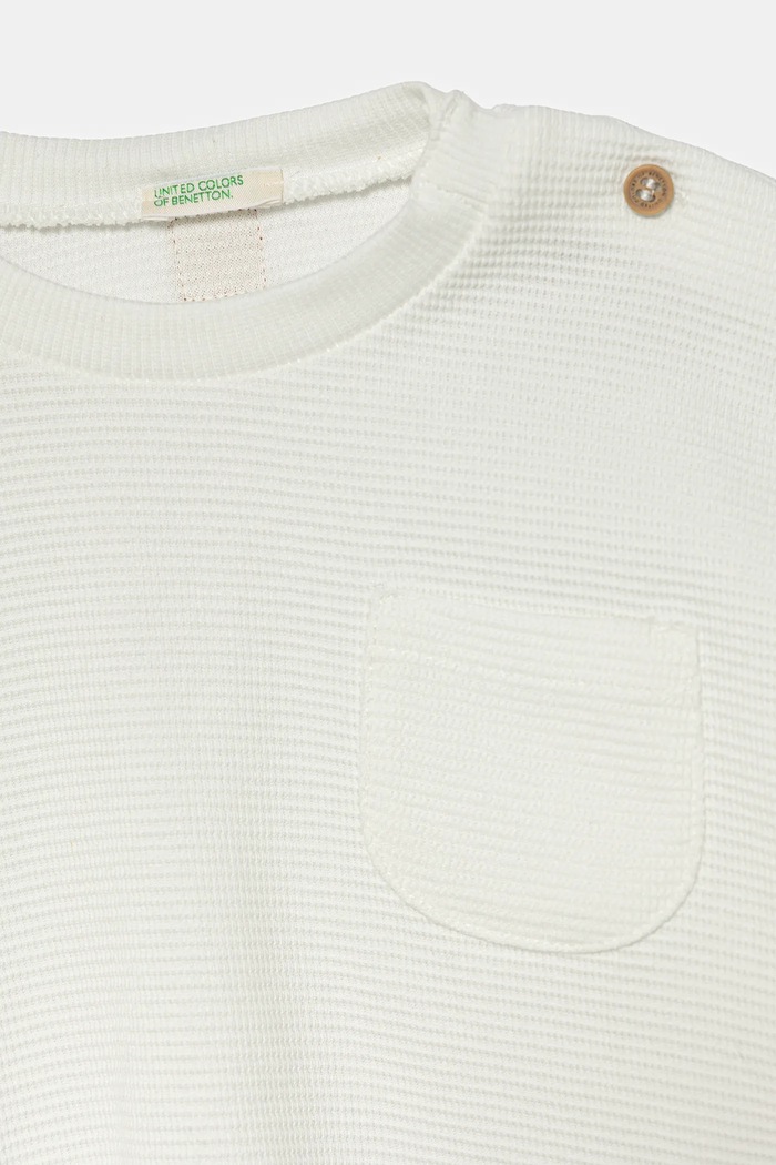 Chłopiec United Colors of Benetton longsleeve bawełniany niemowlęcy 3X3MA105Y.W.Seasonal biały