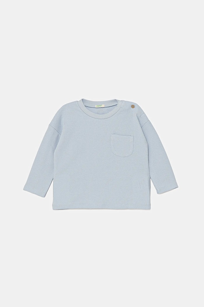 United Colors of Benetton Longsleeve bawełniany niemowlęcy niebieski 3X3MA105Y.W.Seasonal