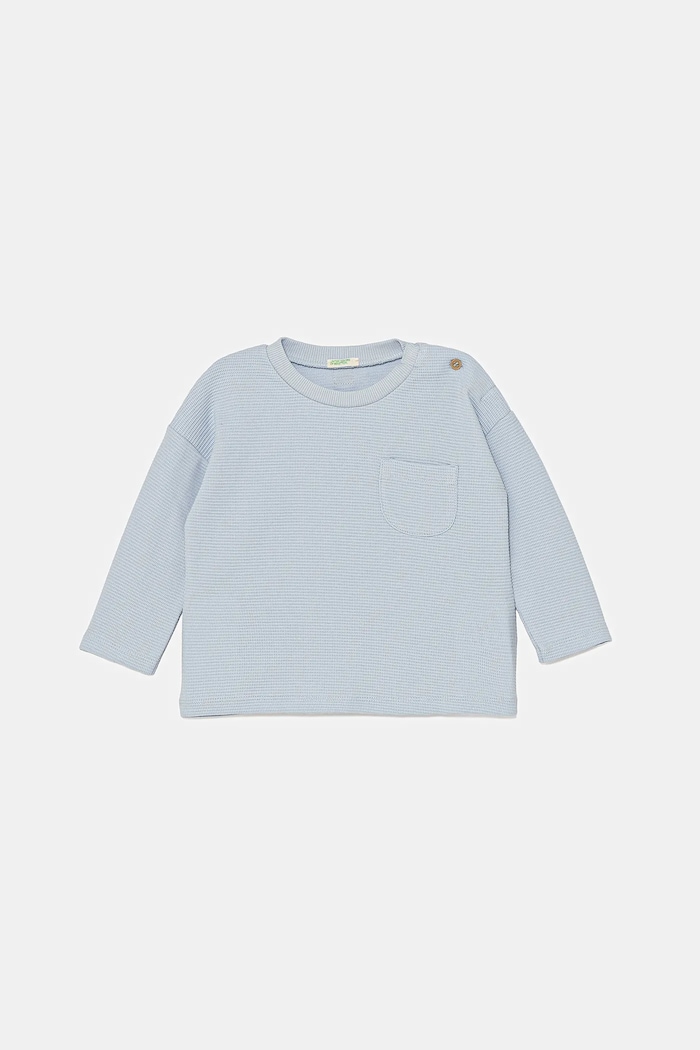 United Colors of Benetton Longsleeve bawełniany niemowlęcy niebieski 3X3MA105Y.W.Seasonal