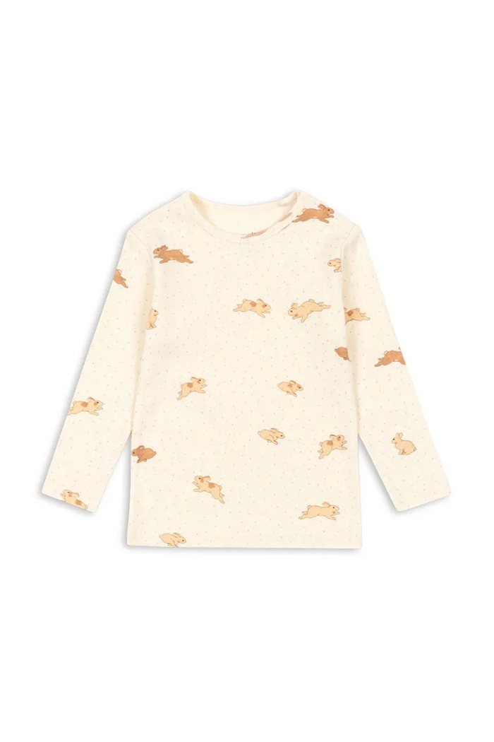 Konges Sløjd longsleeve bawełniany dziecięcy MINNIE BLOUSE GOTS wzorzyste beżowy KS103558