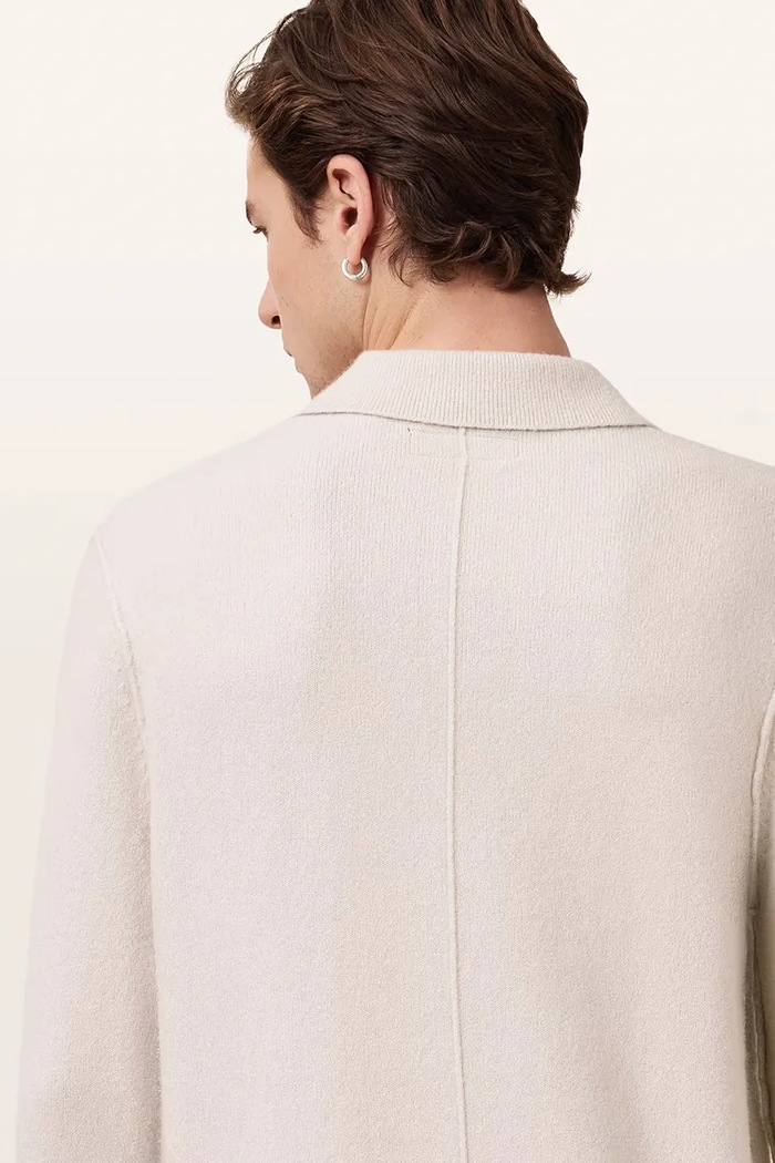 AllSaints sweter męski z wiskozą STATTEN M038KA beżowy