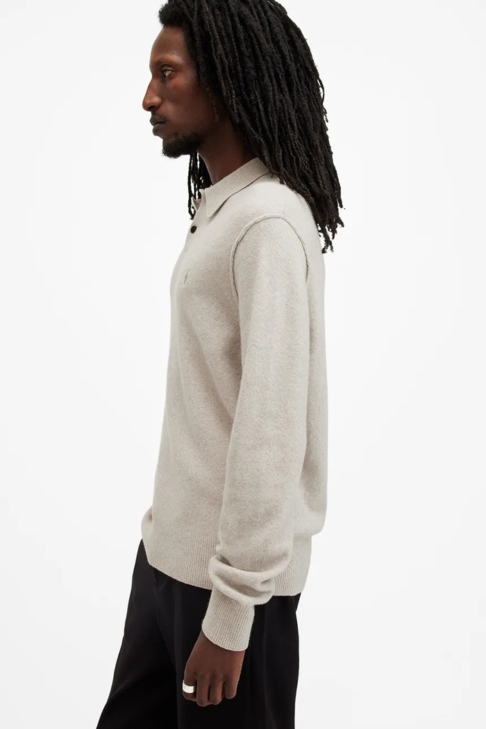 Odzież AllSaints sweter z domieszką wełny STATTEN M038KA beżowy
