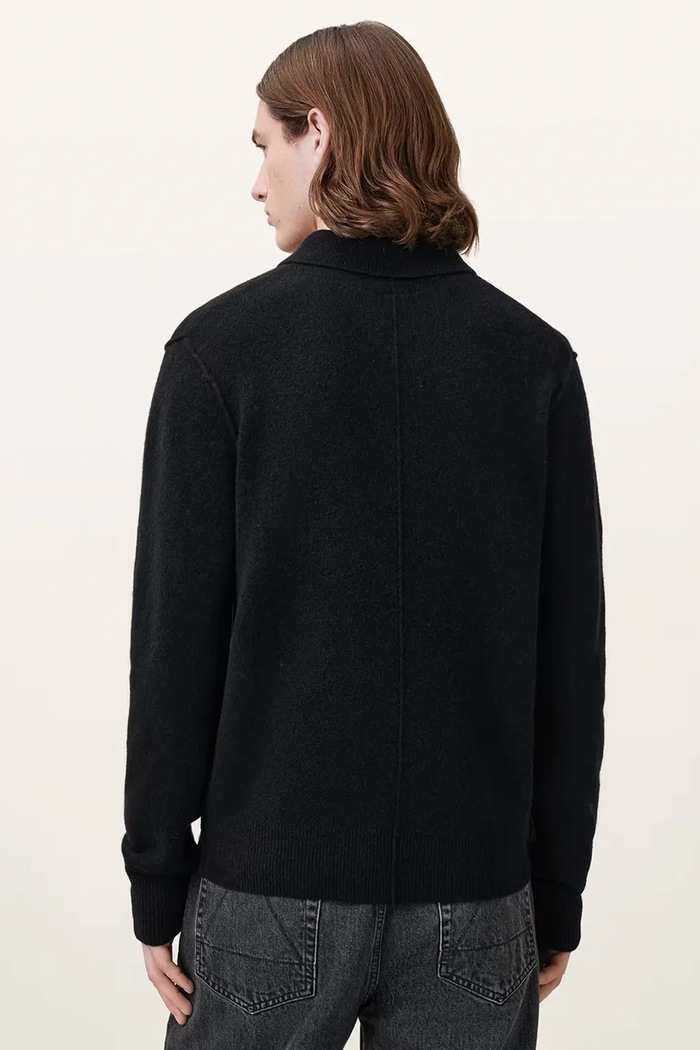 AllSaints sweter męski z wiskozą STATTEN M038KA czarny AW25