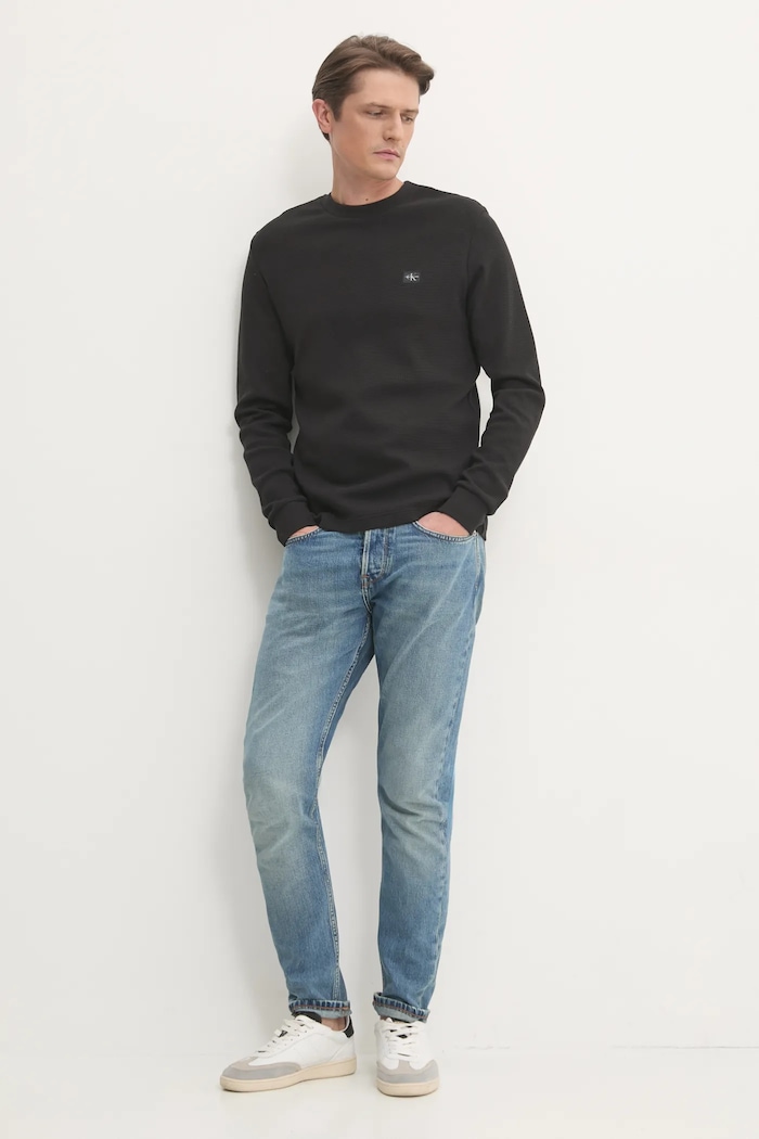 Calvin Klein Jeans pamut hosszúujjú pamut fekete J30J327117