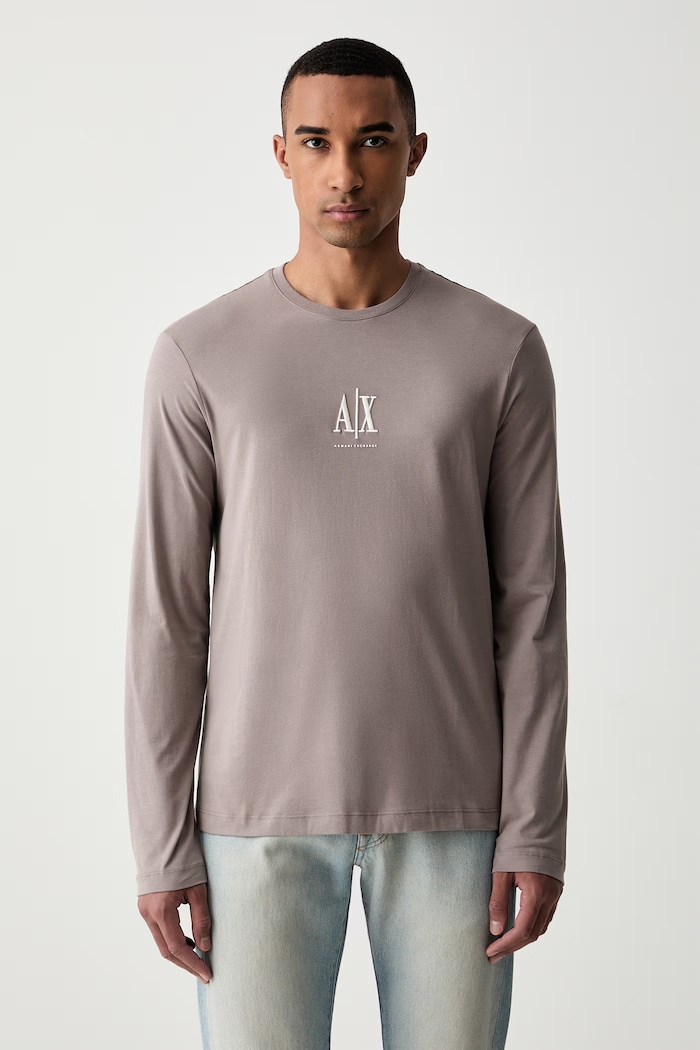Armani Exchange longsleeve męski bawełniany beżowy XM000364.AF12308.NOS