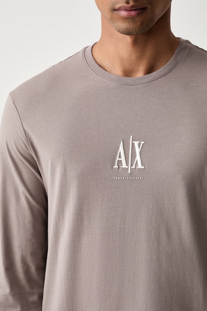 Armani Exchange longsleeve męski bawełniany beżowy XM000364.AF12308.NOS