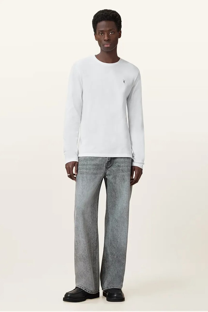 Bavlněné tričko s dlouhým rukávem AllSaints BRACE M033JB