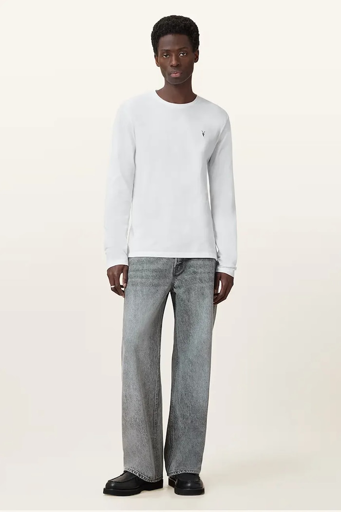 Bavlněné tričko s dlouhým rukávem AllSaints BRACE M033JB