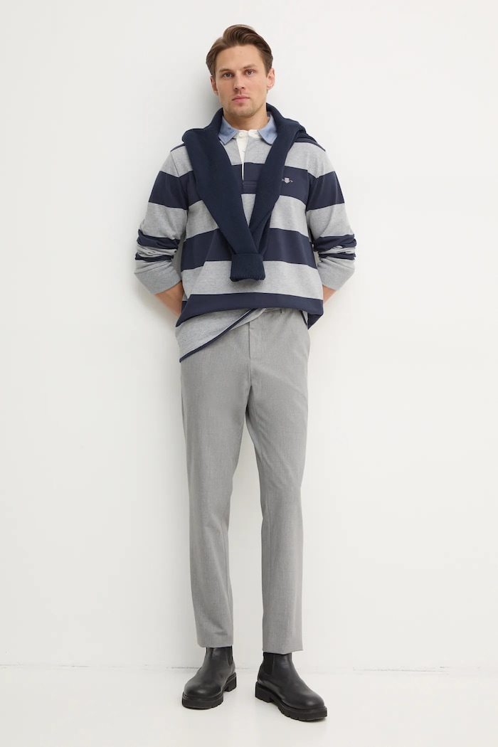 Gant longsleeve bawełniany 2004083 szary SS25