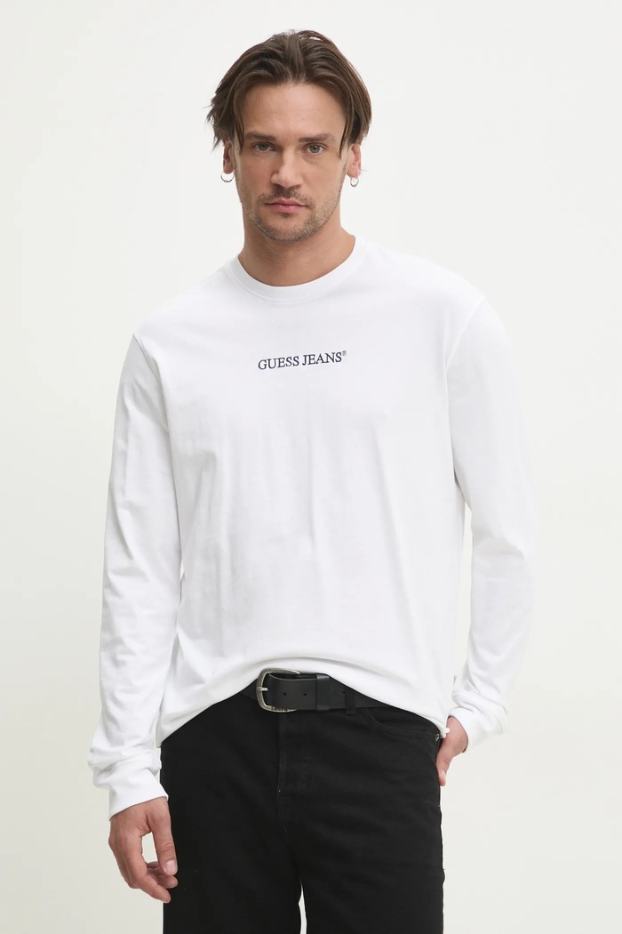 Pamučna majica dugih rukava Guess Jeans pamuk bijela M5RI84.K8HM0