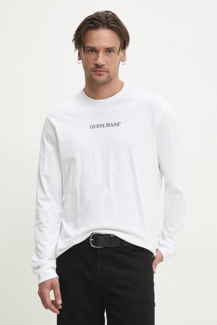 Pamučna majica dugih rukava Guess Jeans pamuk bijela M5RI84.K8HM0