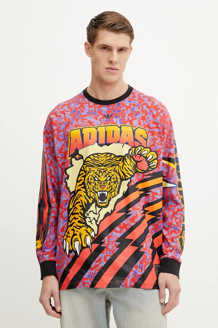 adidas Originals Bavlnené tričko s dlhým rukávom adidas Originals GRAPHIC LS TEE fialová JX1702