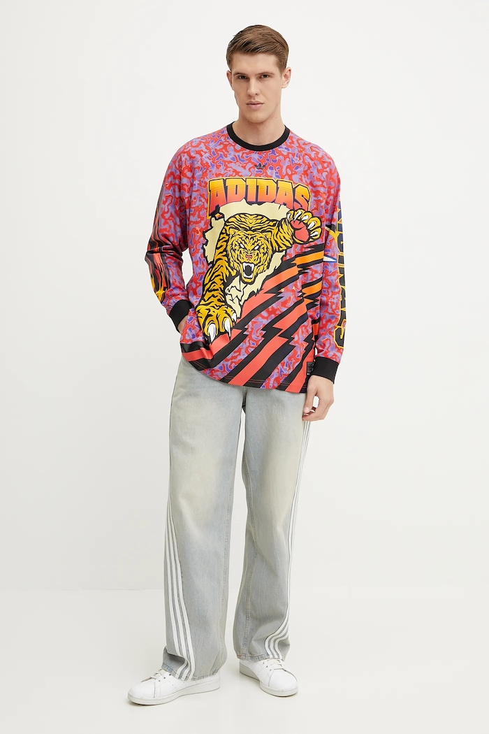 adidas Originals Bavlnené tričko s dlhým rukávom adidas Originals GRAPHIC LS TEE JX1702 fialová SS25