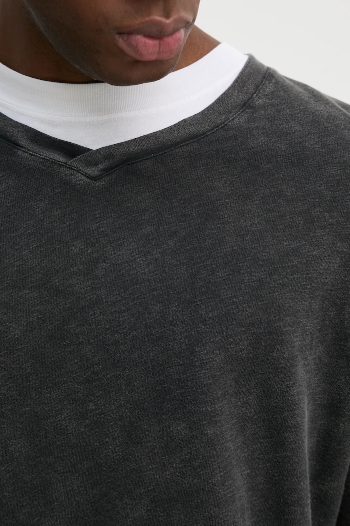 American Vintage longsleeve bawełniany MSON02FGE25 szary