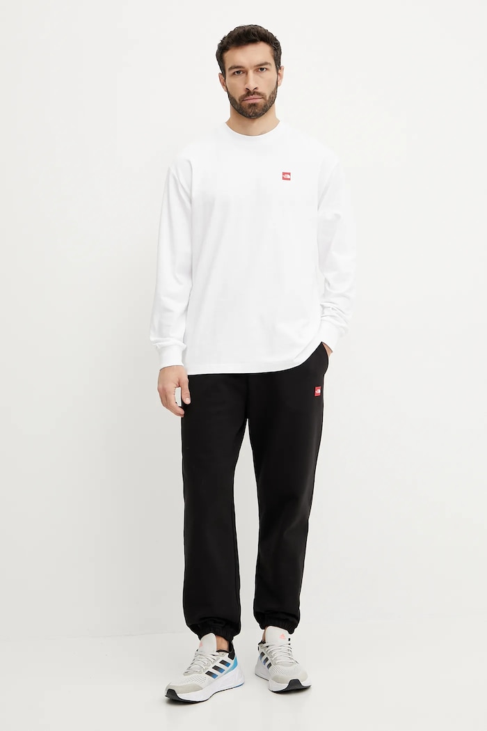 Βαμβακερή μπλούζα με μακριά μανίκια The North Face Axys NF0A8C1TFN41 λευκό SS25