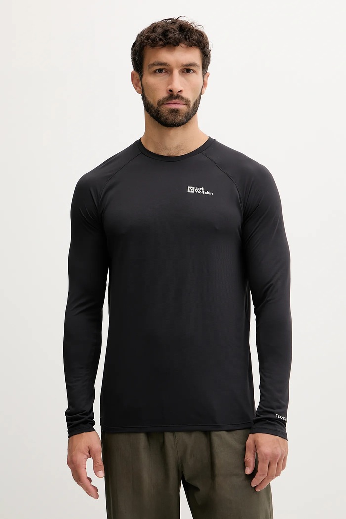 Športové tričko s dlhým rukávom Jack Wolfskin Prelight Swift jednofarebný čierna A63803