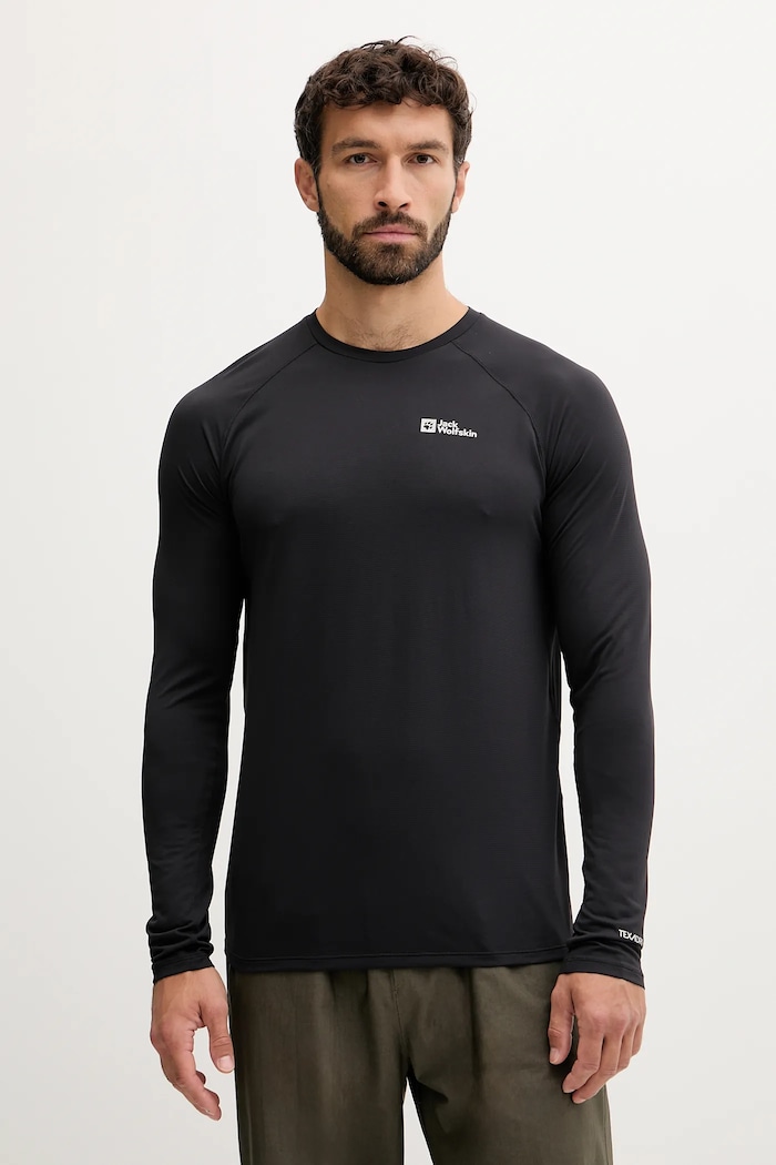 Športové tričko s dlhým rukávom Jack Wolfskin Prelight Swift jednofarebný čierna A63803