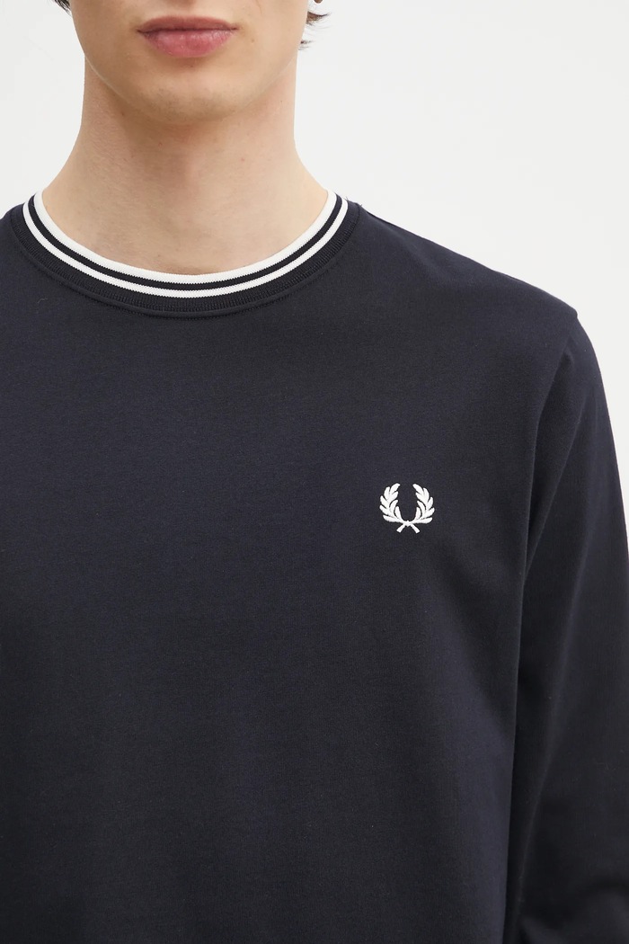 Fred Perry top a maniche lunghe in cotone blu navy M9602.795