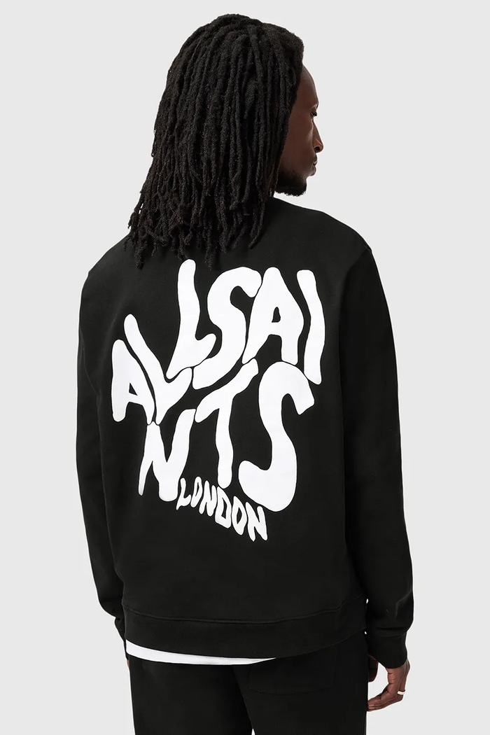AllSaints hanorac de bumbac ORLANDO print negru M056NB