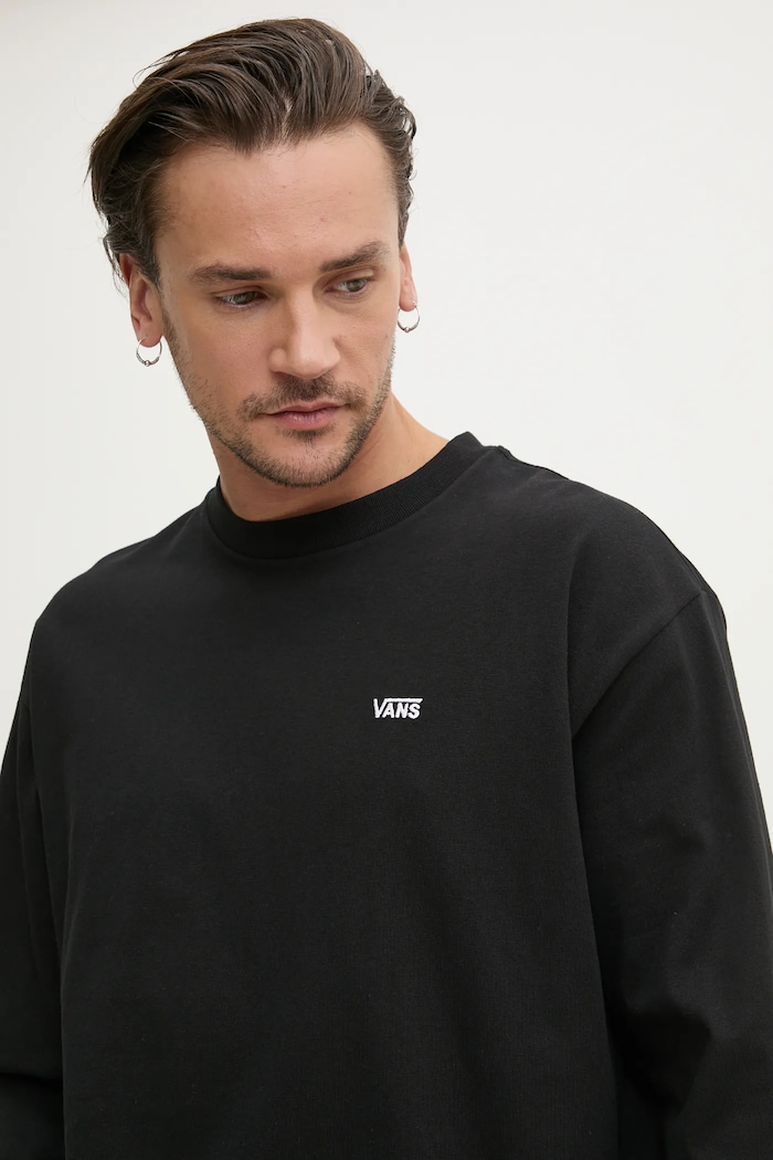 Bavlněné tričko s dlouhým rukávem Vans černá VN000P1SBLK1