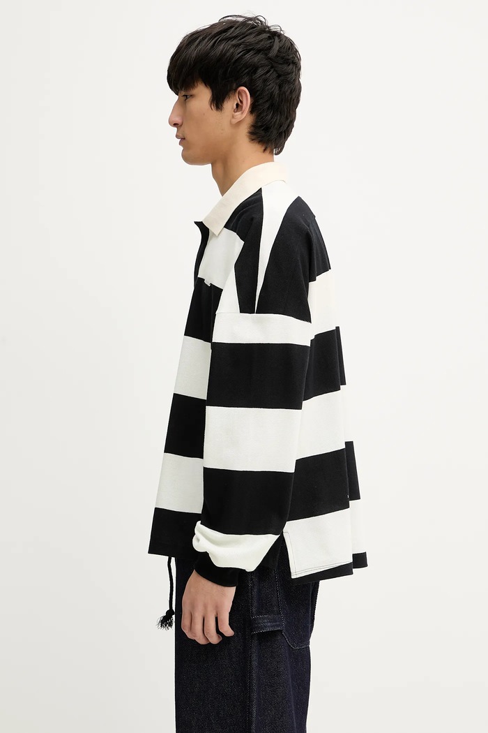 RHUDE longsleeve din bumbac Striped Pique RHSS25PO03012 bej SS25